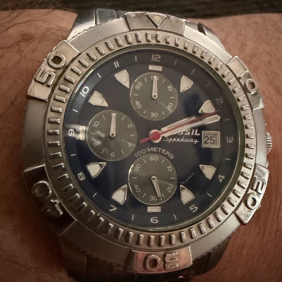 Fossil Other - Fossil Silver and Navy Chronograph Watch